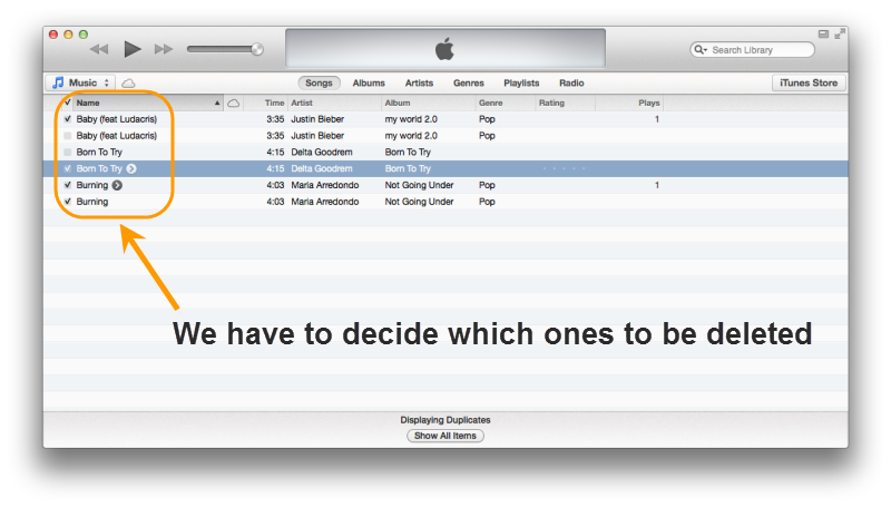 delete duplicates in iTunes 11