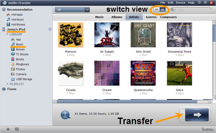 iTransfer to transfer music from iPod to iTunes on computer