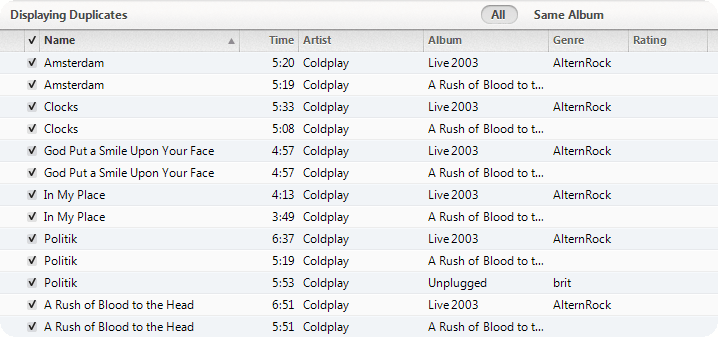itunes duplicates