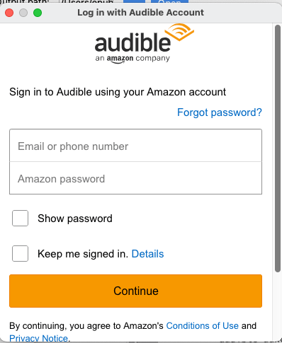 login audible in audible converter