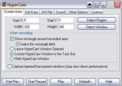 hyptercam free screen recording software