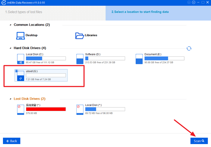 select the storage device