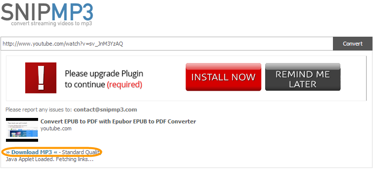 convert YouTube to MP3 with SNIPMP3 - Standard Quality
