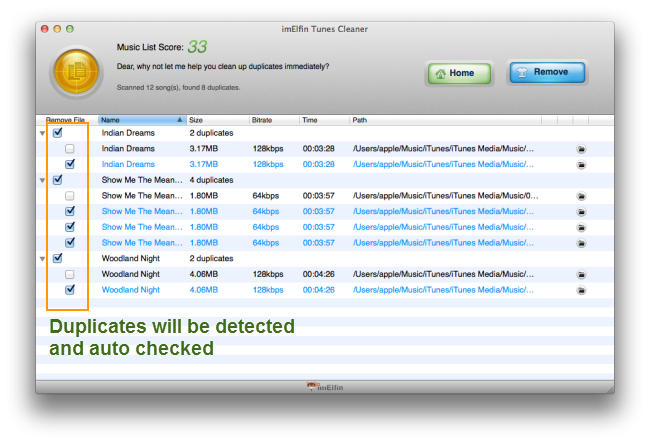 iTunes music duplicates detected