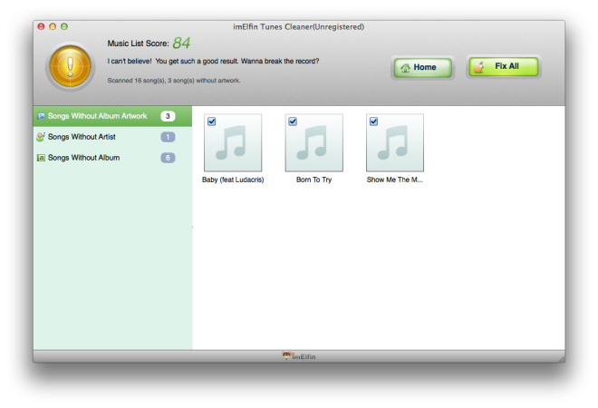 clean up iTunes library on mac with imElfin Tunes Cleaner