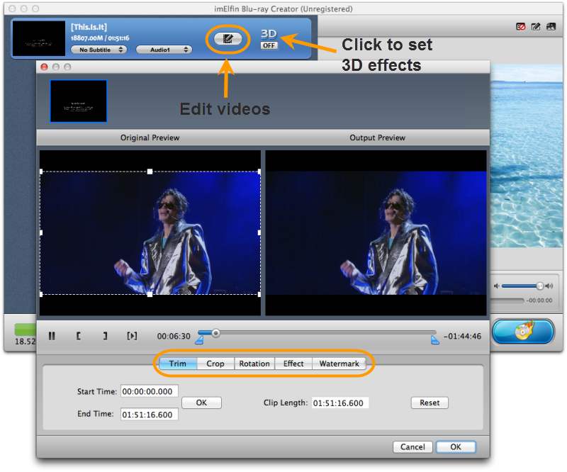 Edit source videos and add 3D effects