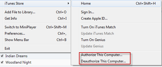 authorize and deauthorize iTunes 11