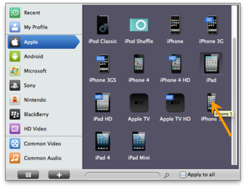 Set DVD ripping output format as iPhone 5s