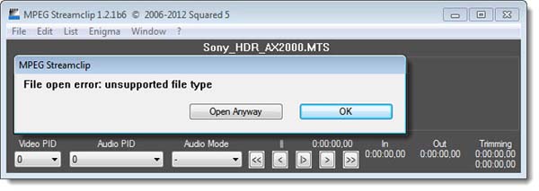 MTS unsupported by MPEG Streamclip
