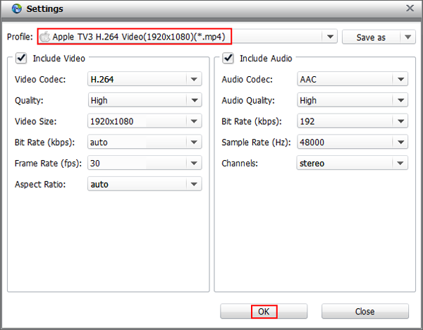 Set output format as MP4