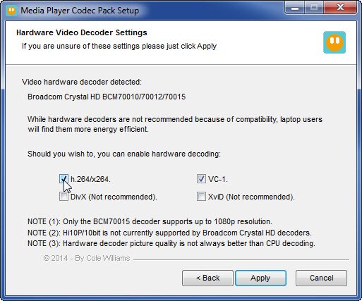 Window Media Player Blu-Ray Codecs