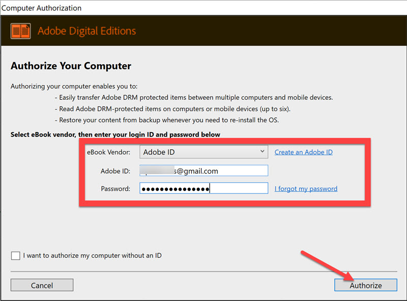 authorize adobe id