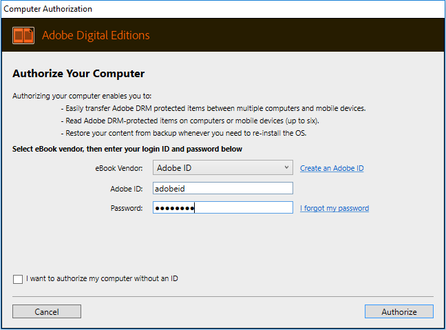 authorize adobe id