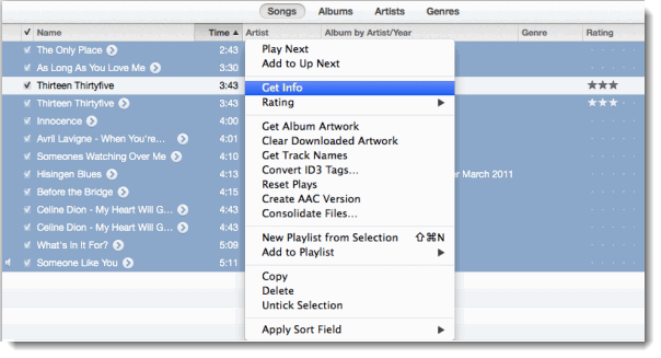 choose multiple mp3 in iTunes