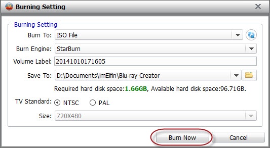confirm burning setting