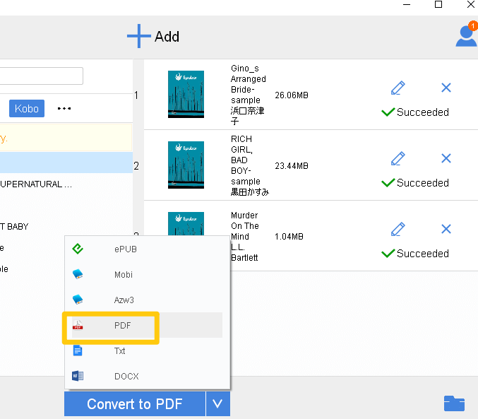 convert kobo to pdf