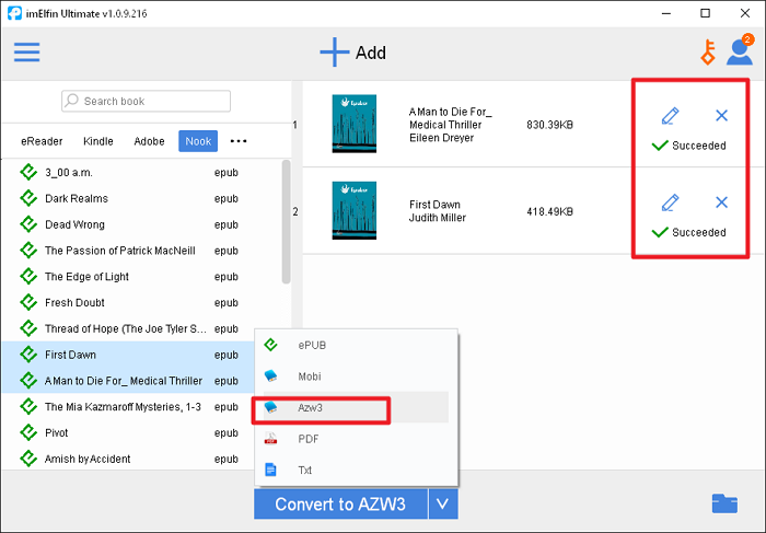 convert nook to kindle pdf