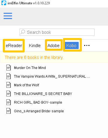 kobo books loaded into ebook ultimate