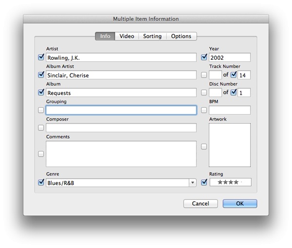 modifica i metadati mp3 in iTunes mac