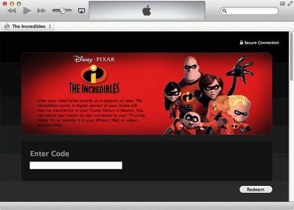 Redeeming an iTunes Digital Copy