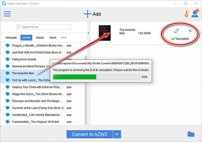 remove kindle drm windows