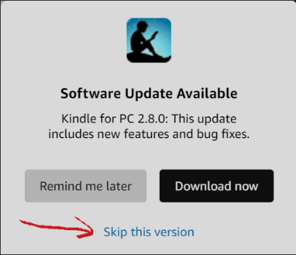 kindle skip this version