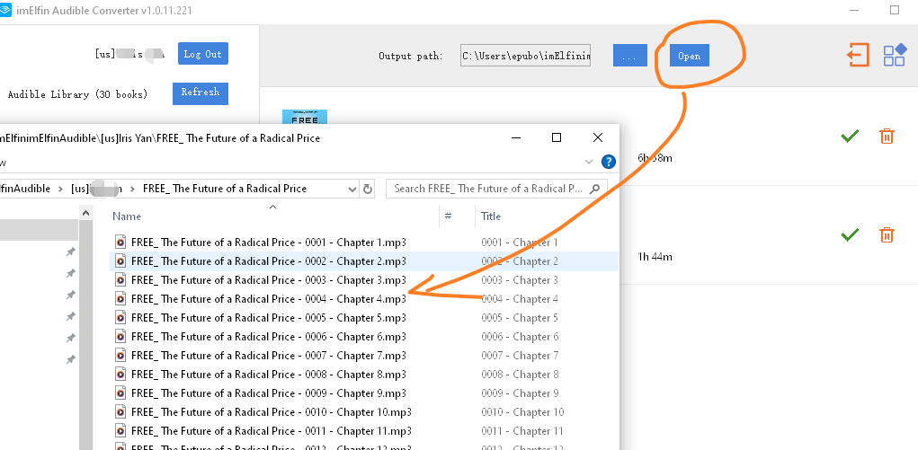 find audible split files