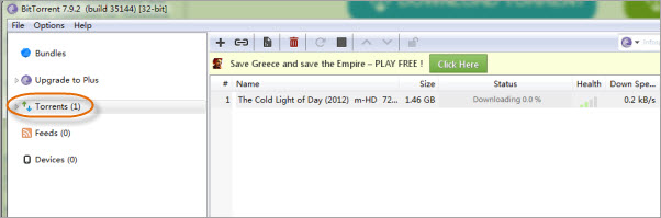 start downloading videos in BitTorrent Client