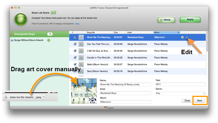 album cover itunes finder